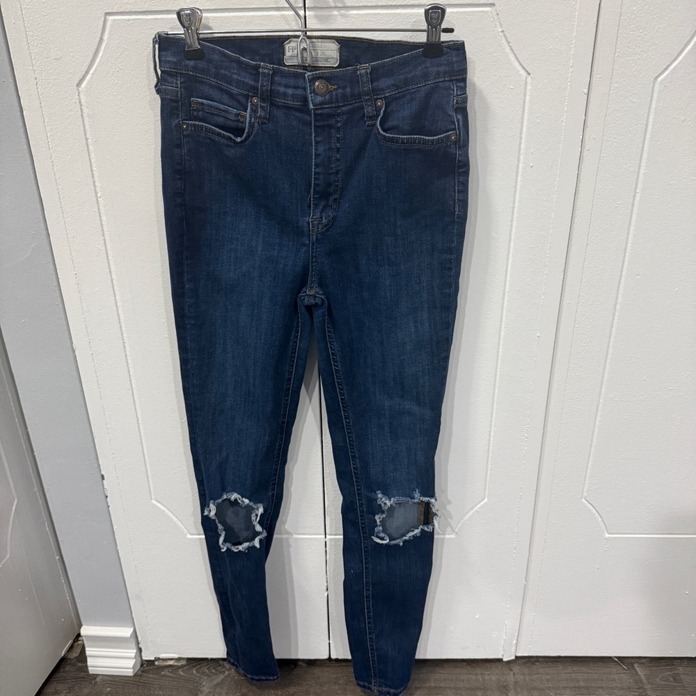 Free People High-Rise Busted Knee Skinny Jeans - Picture 2 of 10